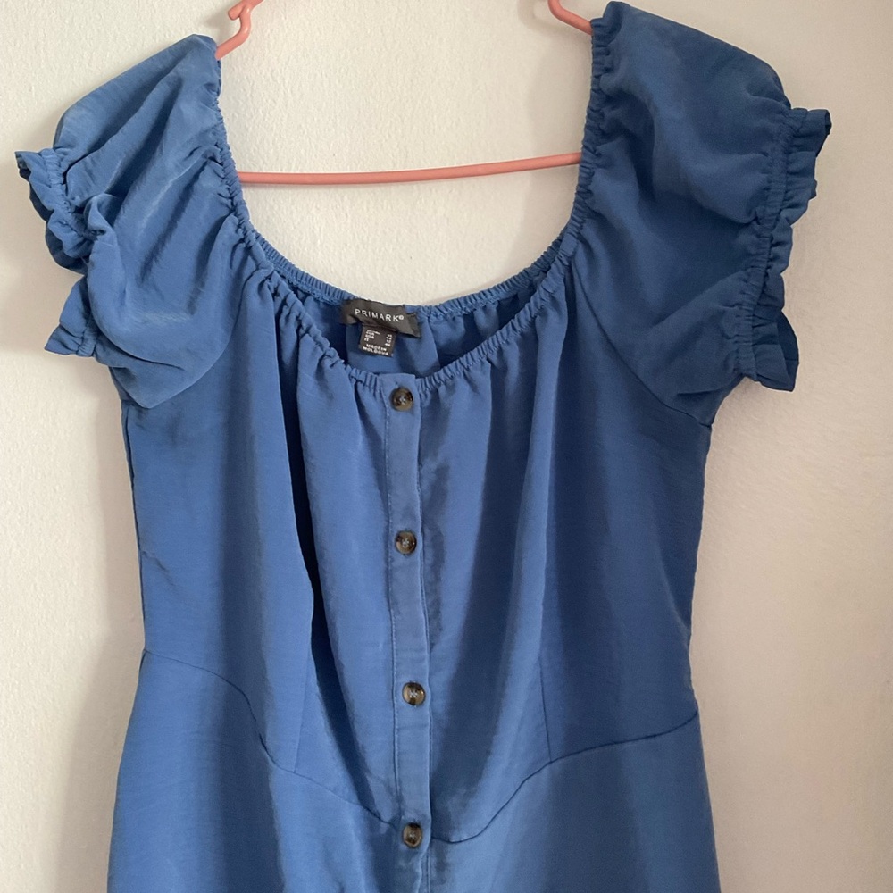 Madewell Ruffled Sleeve Blue Dress